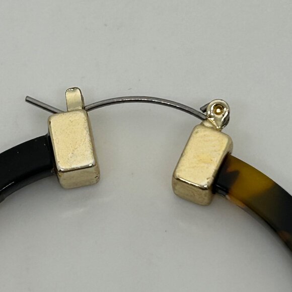 Faux Tortoise Acrylic Hoop Earrings With Silver-Tone Accents Statement 2 inches - Picture 12 of 15